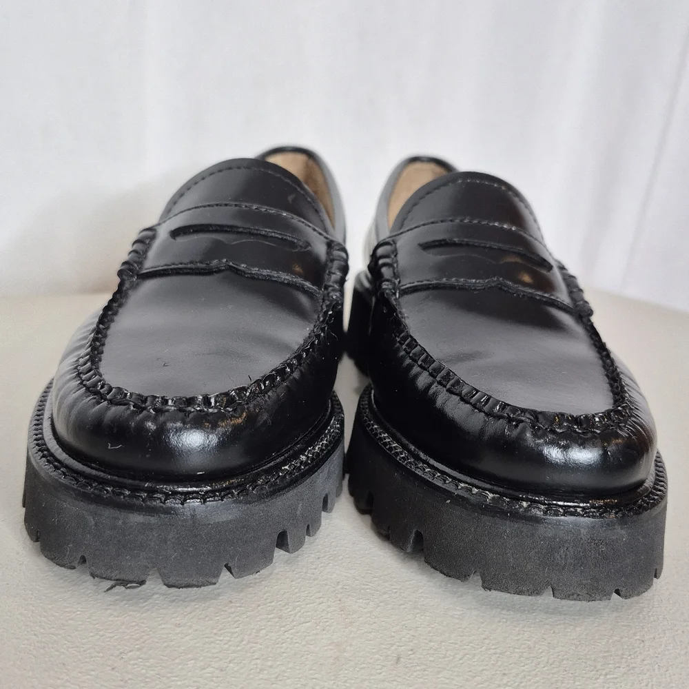 G.H Bass Women's Whitney Super Lug Weejuns Penny Loafer Black Leather - Size 6.5 - Picture 8 of 16